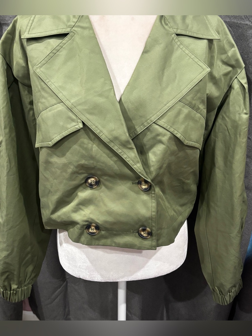 NWOT Free People Women’s Looking Glass Trench Coat in Loden Green Small Utility - Picture 4 of 11